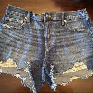 Aerie Blue Distressed Jean Shorts